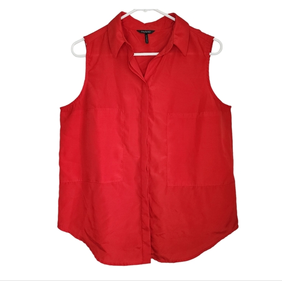 Daisy Fuentes Tops - Daisy Fuentes Collar Button Down Tank Top Sz L